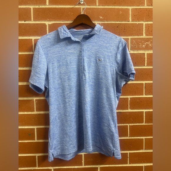 Vineyard Vines Blue Performance Polo Shirt Men’s Medium Whale Logo Golf Preppy - Picture 1 of 4
